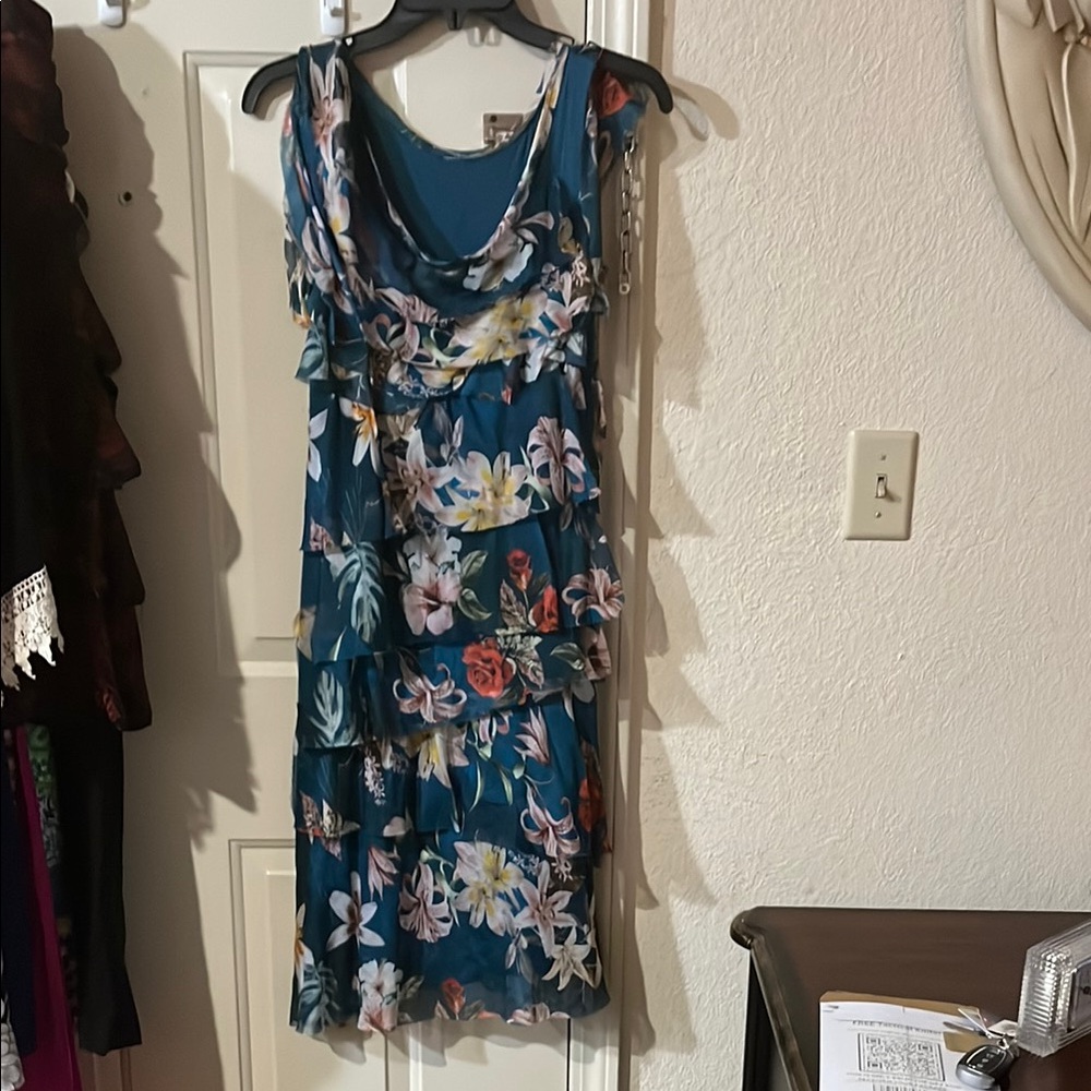 Floral Teal Sleeveless Dress